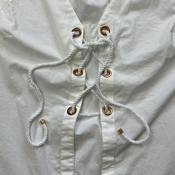 Trina Turk White Lace-Up Women's Top - Picture 4 of 10